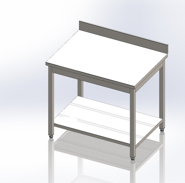 Masa centrala integral inox, rigida si stabila, finisaj scotch - britte, cu blatul rigidizat pe dede...